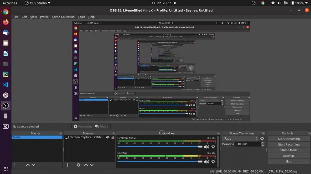 Open Broadcast Software On Ubuntu 20.04
