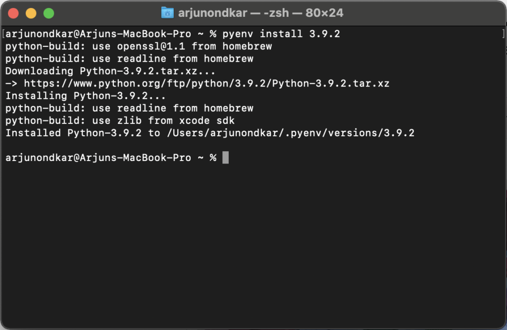 Install Python 3.9.2